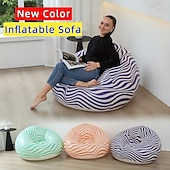 cheap Outdoor Activity-1pc Inflatable Sofa - Single-Size PVC Zebra Stripe Lounge Chair with Carry Bag Portable Indoor/Outdoor Camping &amp; Home Use Striped Pattern in Multiple Colors Inflatable Furniture