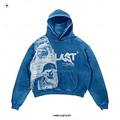 preiswerte Retro-Grafik-Pullover Hoodie mit Reißverschluss Buchstabe Vordertasche Für Herren Damen Unisex Erwachsene Heißprägen Strasse Casual
