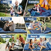 abordables Activité de Plein Air-Matelas de couchage double autogonflant | 2 personnes | autogonflant extra-épais | Oreiller gonflable avec pompe à pied intégrée | Randonnée, voyage, tente, matelas de camping portable