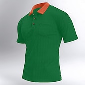 preiswerte Klassisches Poloshirt für Herren-Herren Golf Poloshirts Strick-Poloshirt Arbeit Lässig Revers Gerippter Polokragen Kurzarm Basic Modern Geometrisch Farbblock Knöpfe Gestrickt Frühling &amp; Sommer Normale Passform Schwarz Wei