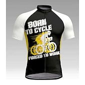 cheap Men&#039;s Jerseys-Men&#039;s Cycling Jersey Graphic Letter &amp; Number Short Sleeve Bike Tee Tshirt Top with 3 Rear Pockets UV Resistant Quick Dry Front Zipper Reflective Strips Sports Black Clothing Apparel