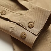preiswerte Arbeitshemden für Herren-Herren Hemd Sommerhemd Freizeithemd Knopfhemd Cargohemd Schwarz Kaki Armeegrün Langarm Einfach Hemdkragen Urlaub Hawaiianisch Tasche Bekleidung 100% Baumwolle Mode Lässig Bequem