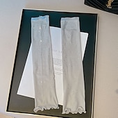 economico Maniche &amp; Sciarpa-Set di maniche di protezione solare scintillanti con strass ad alta elasticità, per donna, maniche dimagranti, stile mondano, maniche corte, maniche estive.