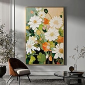 preiswerte Blumen-/Botanische Gemälde-großes Blumenlandschafts-Ölgemälde auf Leinwand, handgemaltes Pastell-Blumengemälde, Frühlingsblumen-Landschaftsgemälde, großes Wandbild, Blumengemälde für Wohnzimmer, Büro, Wanddekoration