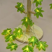 economico Strisce LED-Catena luminosa a forma di foglia verde a LED, 1,5 m, 10 LED, alimentata a batteria, per Natale, San Valentino, camera da letto, festa, matrimonio, ringraziamento, festa della mamma, decorazione