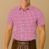 voordelige Overhemden-Oktoberfest Hemd Gingham overhemd Beiers Duits München Weiden Voor heren Doek in traditionele stijl