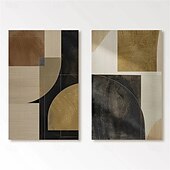 preiswerte Abstrakte Gemälde-Wabi Sabi Kunstwerk handgemaltes Ölgemälde handgemalte moderne Ölgemälde Wandkunst 2er Set beige abstrakte Malerei auf Leinwand ein Paar beige Textur Wandkunst neutrale abstrakte Wandkunst Boho