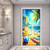 cheap Garage &amp; Door Banners-Beach Drinking Door Decorations Door Covers Door Tapestry Door Curtain Decoration Backdrop Indoor/Outdoor Door Banner for Front Door Farmhouse