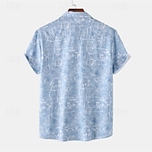 cheap Men's Casual Shirts-Men's Shirt Summer Shirt Casual Shirt Beach Shirt Button Up Shirt Pink Blue Gray Short Sleeve Print Lapel Vacation Hawaiian Clothing Apparel Fashion Casual Comfortable
