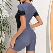 abordables Lycra de surf-Femmes Maillot Anti UV Maillot de bain 1 pièce Protection Solaire UV UPF50+ Léger Manche Courte Spandex Maillot de Bain maillot de bain ​fermeture éclair sur le devant Natation Surf Plage Sports