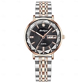 cheap Quartz Watches-Women Quartz Watch Wrist Watch Retro Vintage Rhinestone Wristwatch Luminous Calendar Date Week Waterproof Stainless Steel Watch