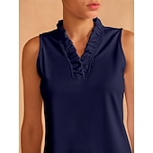 cheap Polos &amp; Quarterzips-Women&#039;s Golf Polo Shirt Baby blue Lake blue Black Sleeveless Top Ladies Golf Attire Clothes Outfits Wear Apparel