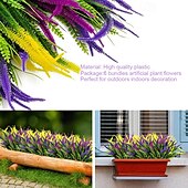 economico Piante e Fiori Artificiali-6 mazzi di fiori artificiali per esterni - piante finte in plastica resistenti ai raggi UV, arbusti e piante finte - fioriere per esterni, da giardino, da finestra, da veranda, per interni (colori