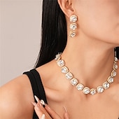 economico Parure di gioielli-Set di Gioielli Completo Due Pezzi Argento Zirconia Cubica Cromo 1 Collana Orecchini Moda Femminile Elegante Vintage Carino Stile Vintage Classico Set di Gioielli Geometrici per Matrimonio Fête