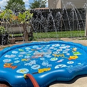 economico Piscine, Vasche Idromassaggio &amp; Forniture-Giocattolo da esterno di lusso extra large da 100 cm/39,37 pollici - piscina portatile con irrigatori d&#039;acqua, alfabeto &amp;tappeto didattico numerico, vivace motivo arcobaleno, materiale pvc, ideale per