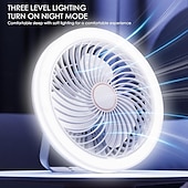 voordelige Campingverlichting en lantaarns-1 st. multifunctionele ventilatorlamp, verticaal hangend, drievoudig gebruik, drie dimstanden, airconditioning, afstandsbediening met USB-oplaadfunctie, kantoor, kamperen, thuisgebruik