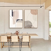 preiswerte Abstrakte Gemälde-Ölgemälde handgemaltes abstraktes Ölgemälde Wabi Sabi Wandkunst 2er-Set beige abstrakte Malerei auf Leinwand ein Paar beige Textur Gemälde Wandkunst neutrale abstrakte Malerei Wandkunst Boho