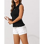 cheap Women&#039;s Shirt-US Open Women&#039;s Workout Tank Top Sport Shirt Sports Tank Top Tank Top Sleeveless Zipper Quick Dry Tennis Golf Pickleball Zip Collar Solid Colored Tank Back Black White Pink Spandex Tennis Clothing