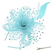 abordables Tocados-Tocados, sombrero de malla con flores para fiesta de té, tocado, velo, diadema para mujer, fiesta, boda
