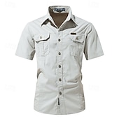 economico Camicie da lavoro da uomo-Per uomo Camicia Camicia Estiva Camicia casual Camicia con Bottoni Camicia cargo Blu denim Nero Giallo Rosso Kaki Manica Corta Semplice Colletto a Camicia Vacanza Camicia hawaiana Tasca Abbigliamento