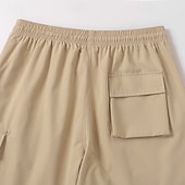 baratos Clássico-Homens Bermuda Cargo Calção Shorts de verão Com Cordão Cintura elástica Bolso multi Número Conforto Vestível Comprimento do joelho Ao ar livre Esporte Diário Moda Casual Preto Cáqui