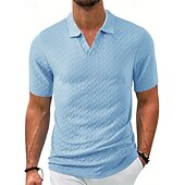 cheap Men&#039;s Classic Polo-Men&#039;s Golf Shirt Golf Polos Shirts Work Casual Lapel Short Sleeve Basic Modern Plain Jacquard Summer Regular Fit Black White Blue Khaki Golf Shirt