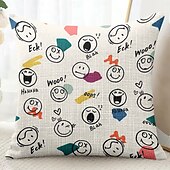 baratos Fronhas de Almofadas de Decoração-Sorriso Feliz Capas de Almofada Decorativas 1PC Almofada Quadrada Macia para Sofá para Quarto Sala de Estar Cadeira
