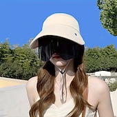お買い得  帽子-保護マスクと取り外し可能なゴーグル付きのレディース夏用つば広サンハット - UVカットの通気性ポリエステルでハイキング、キャンプ、アウトドアアドベンチャーに最適