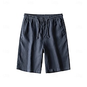 billiga Herrarnas Elite Shorts-herrshorts i 100 % linne enfärgad knälång utomhus casual daglig semester etnisk stil denim blå ljus khaki oelastisk