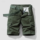 baratos Clássico-Homens Bermuda Cargo Calção Shorts de verão Cintura elástica Bolso multi Bolso com aba Tecido Conforto Vestível Comprimento do joelho Ao ar livre Esporte Diário Moda Casual Preto Azul
