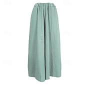 abordables Pantalon uni en coton et lin-Femmes Pantalon en coton et lin Slacks Mode Streetwear Longueur complète Naturel Uni Avec Poches Taille Élastique Confortable Sortir Week-end Vert forêt Bleu ciel clair Gris Bleu lagune Été Coupe