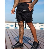 economico All&amp;#39;aperto-Per uomo Pantaloncini cargo Shorts Pantaloncini Estivi Coulisse Elastico in vita Multi-tasche Semplice Comodità Indossabile Lunghezza al ginocchio All&#039;aperto Sport Quotidiano Moda Casual Nero Marrone