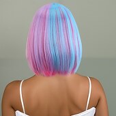 お買い得  カーニバルウィッグ-人工毛ウィッグ ストレート ナチュラルストレート レイヤード・ヘアカット ニートバング 機械製 かつら 12 インチ A1 合成 女性用 ソフト クラシック カラーグラデーション 多色