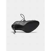abordables Chaussures de danses latines-Escarpins de danse latine à lacets en maille noire pour femmes avec bout ouvert – chaussures de salsa à talons aiguilles respirantes pour la performance, la fête et l&#039;entraînement