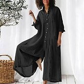 cheap Plain Cotton Linen Pant-Women&#039;s Cotton Linen Jumpsuit Solid Color Active Floral Sleeveless Bootcut Vacation Street Regular Fit Black White Pink Summer