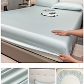 abordables Parures de draps-Ensemble de drap en soie glacée drap de lit simple housse de lit d&#039;été trois pièces protection complète du matelas housse de poussière