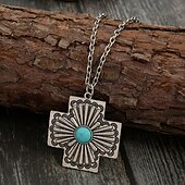 voordelige Kettingen en hangers-1 stuk Ketting Charme ketting For Dames Blauw Straat Dagelijks Legering Retro Kruis