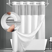 cheap Shower Curtains-Waffle Weave Shower Curtain 180cm*180cm(70&quot;*70&quot;) with Snap-in Fabric Liner Set, Solid Colored Hotel Style for Bathroom with Mesh Top Window