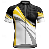 economico Maglie da uomo-Per uomo Maglia da Ciclismo Geometrico Manica Corta Bicicletta Maglietta Maglia con 3 tasche posteriori Mountain Bike MTB Asciugatura Rapida Design Anatomico Assorbente Traspirante Gli sport Giallo