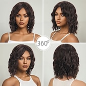 economico Parrucche da festa-Parrucca Sintetica Ondulato Molto ondulata Riga centrale Asimmetrico Fatto a macchina Parrucca 14 pollici A1 Capelli Sintetici Per donna Classico Confortevole Capelli Evidenziati / Balayage Castano