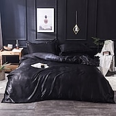 cheap Sheets &amp; Pillowcase-Pure Color Washed Silk Ice Silk Satin Simulated Silk Four-piece Set Summer Home Textile Bedding