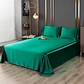 abordables Parures de draps-Drap en soie glacée Pièce unique Drap de satin Drap de soie cool Housse de coussin Ensemble de trois pièces