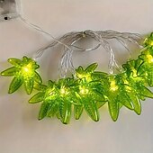 economico Strisce LED-Catena luminosa a forma di foglia verde a LED, 1,5 m, 10 LED, alimentata a batteria, per Natale, San Valentino, camera da letto, festa, matrimonio, ringraziamento, festa della mamma, decorazione
