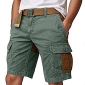 cheap Classic-Men&#039;s Cargo Shorts Outdoor Shorts Casual Shorts Hiking Shorts Patchwork Multi Pocket Straight Leg Color Block Moisture Wicking Wearable Knee Length Outdoor Casual Daily Fashion Classic Style Black