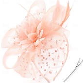 preiswerte Faszinator-Fascinator-Hut, Feder-Stirnband, Damen-Fascinator, Teeparty-Kopfbedeckung mit Clip, Blumen-Stirnband für Mädchen &amp;Ampere