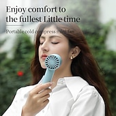 cheap Fans-Mini Handheld Fan with Ice Cooling Pad, 5-Speed Wind, 3000mAh USB Rechargeable, Portable Desktop Personal Fan with Hook, Type-C Fast Charging for Summer Travel and Outdoor Use