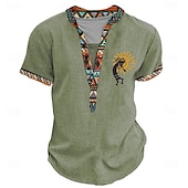 economico Stile etnico-Per uomo Grafico Tribale Maglia Henley Manica Corta maglietta Stampa 3D Collo alla coreana Henley Camicia Moda Designer Essenziale Streetwear Casuale Quotidiano Blu chiaro Nero Verde chiaro Estate