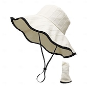 abordables sombreros caseros-Sombrero de sol para mujeres protección solar de verano sombrero de pescador sombrero de camping al aire libre sombrero anti-ultravioleta de ala ancha