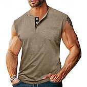 preiswerte Fitness Tank-Tops-Herren Tank Top Weste Unterhemd Ärmelloses Shirt Ärmellos Henley Sommer Einfach Mode Designer Basic Klassisch Urlaub Straße Ausgehen Schwarz Weiß Dunkelmarine Top T-Shirt für Herren