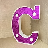economico Luci decorative-Luci decorative con lettere viola da 16 cm, luci per feste, compleanno, Natale